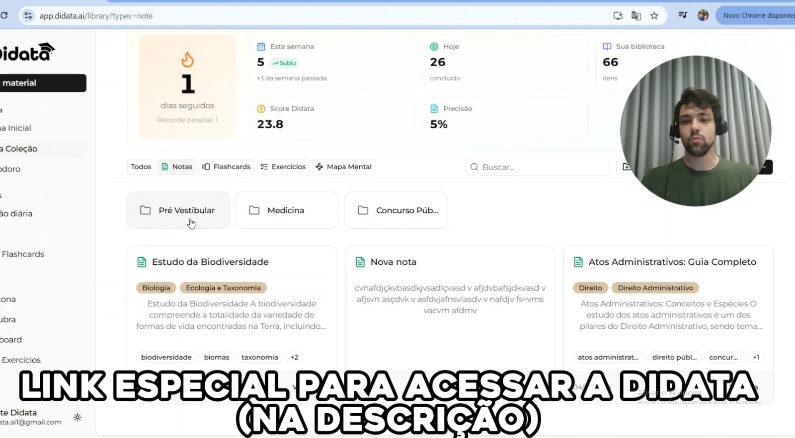 Organização por coleção no bloco de notas para estudantes